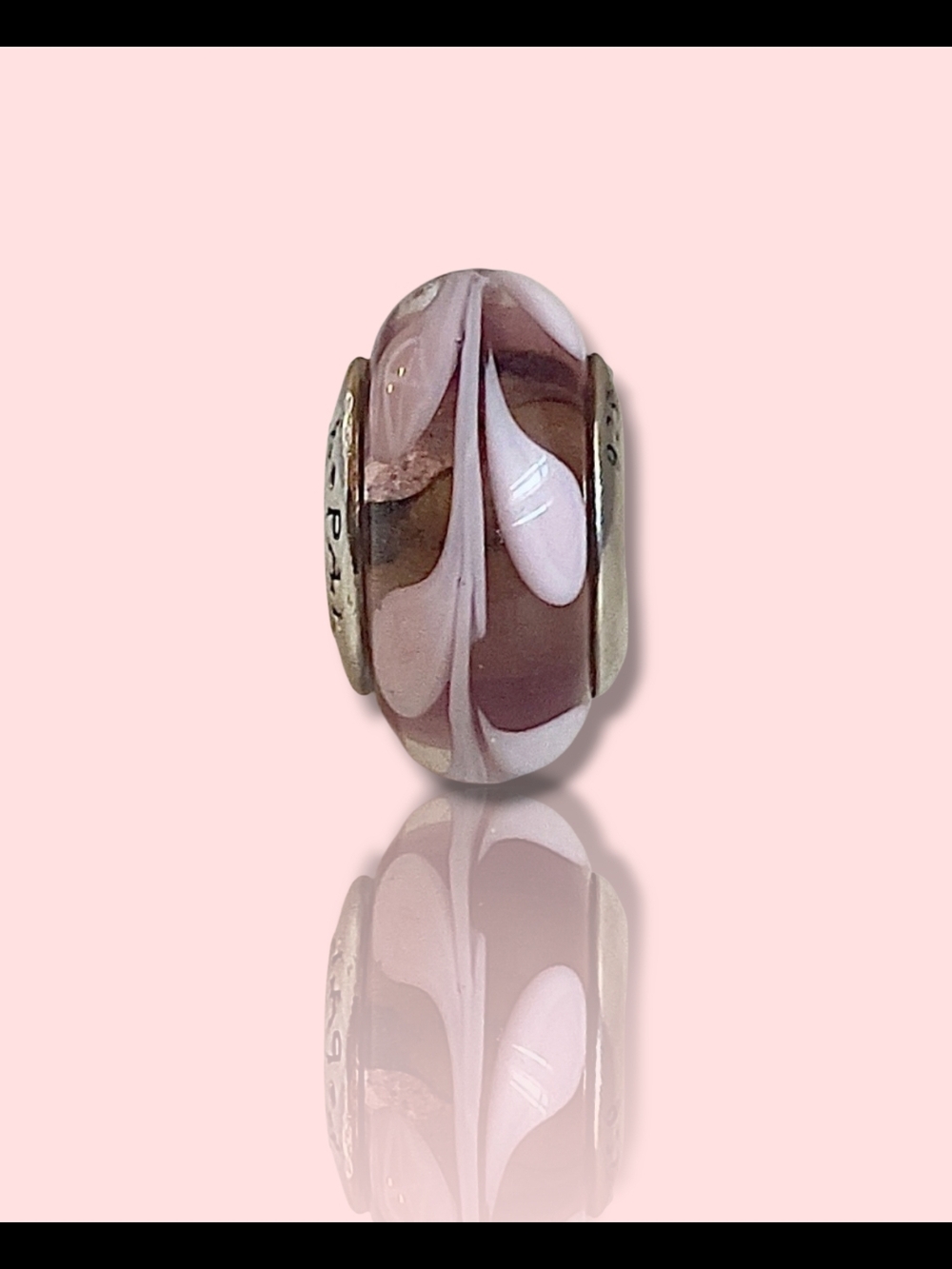 PANDORA Purple & Pink Swirl Murano Glass 925 Sterling Silver Charm 790677